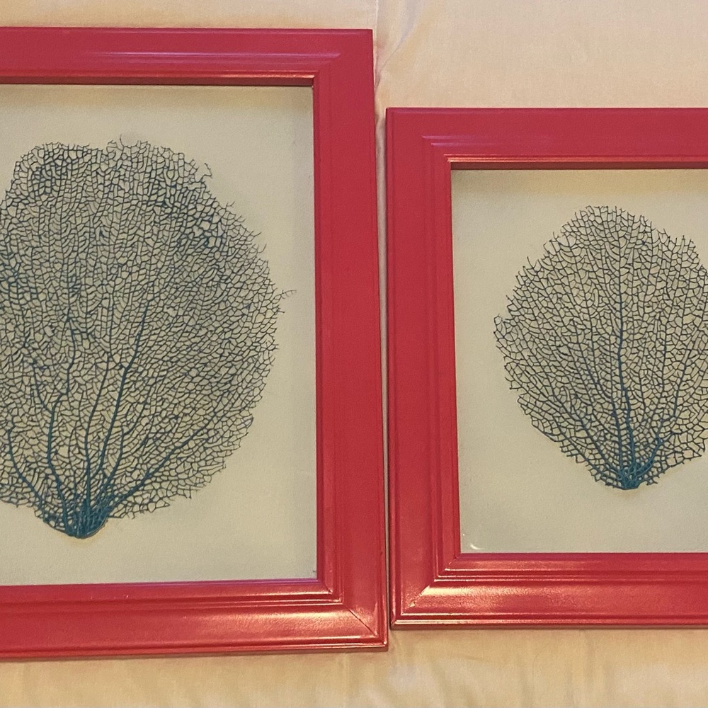 Teal coral wall art